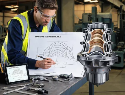 Crusher chamber designer reviewing liner profile