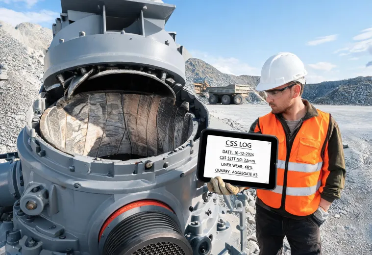 Crusher chamber inspection at quarry
