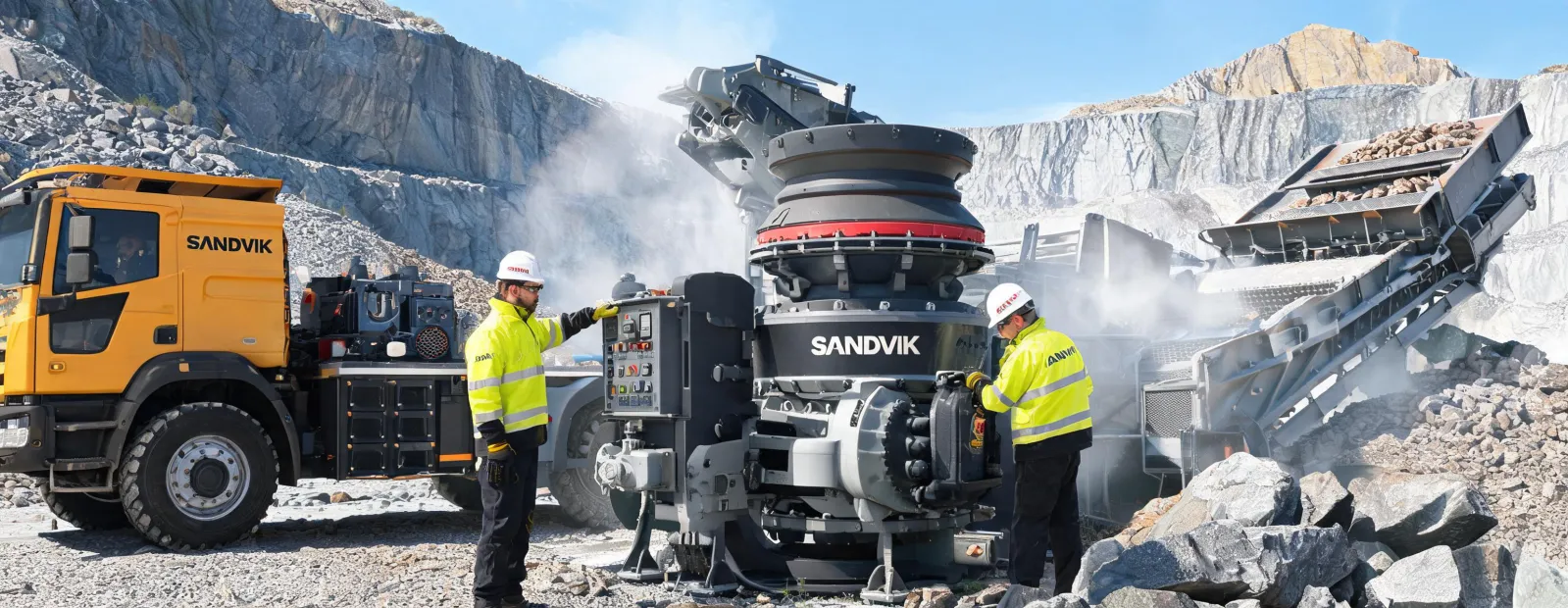 Crusher service team at quarry